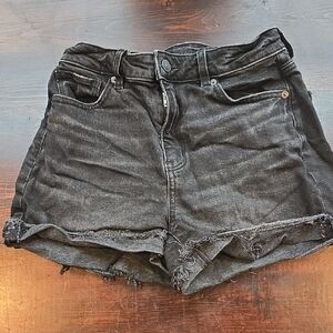 American Eagle Outfitters Black Stretch Denim Mom Shorts US 0